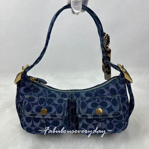 Coach Coachtopia Cargo Shoulder Bag In Signature Denim CCX90 Rainbow NWT - Picture 1 of 12